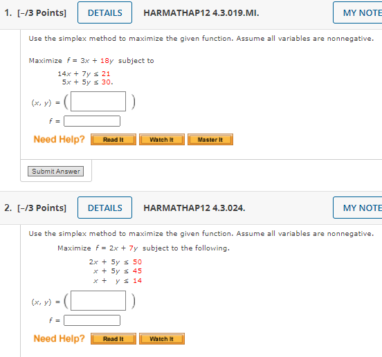 Solved 1 3 Points DETAILS HARMATHAP 12 4 3 019 MI MY Chegg