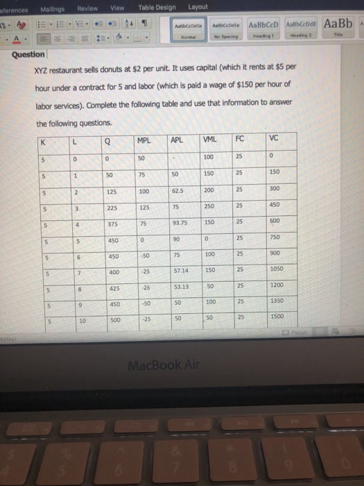 Solved Eferences Mailings Review Viewtable Design Layout Chegg