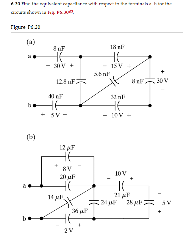 Solved 6 30 Find The Equivalent Capacitance With Respect To Chegg