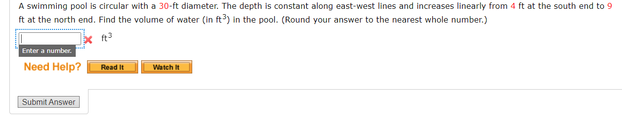 Solved A Swimming Pool Is Circular With A Ft Diameter Chegg