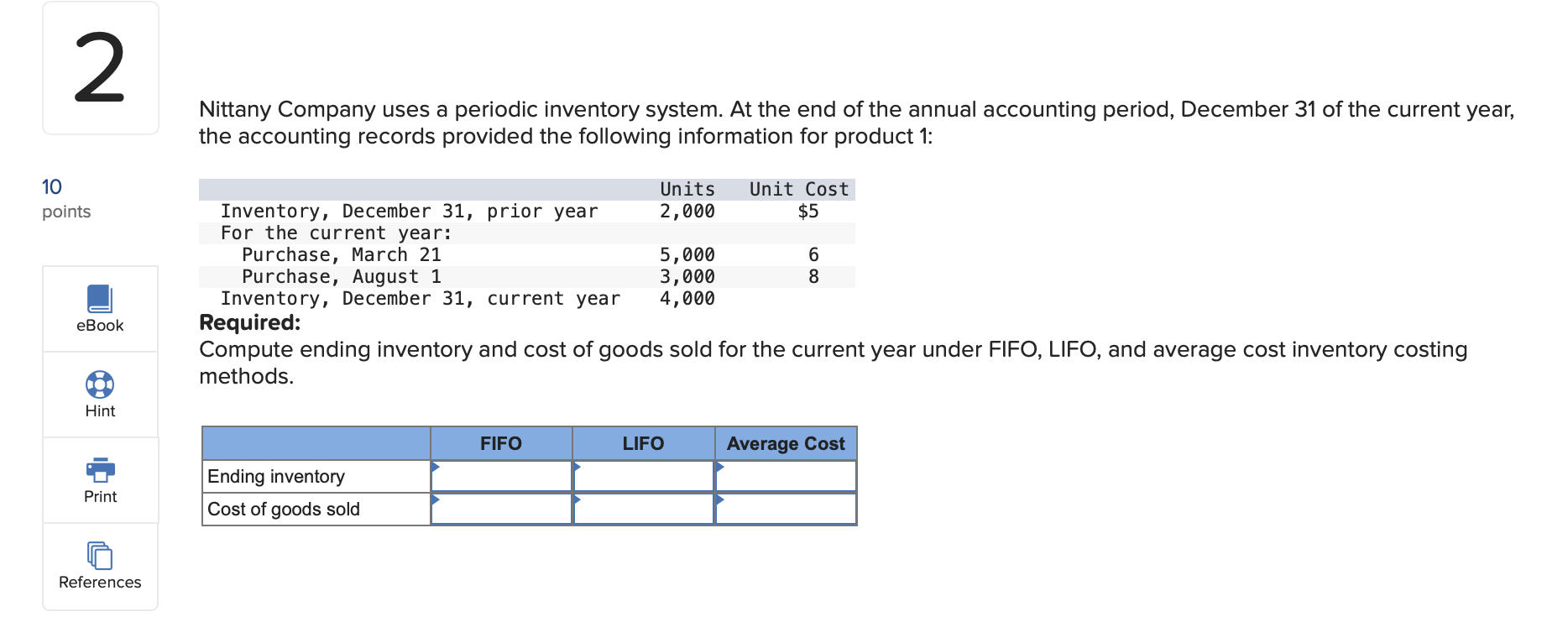 Solved Nittany Company Uses A Periodic Inventory System At Chegg