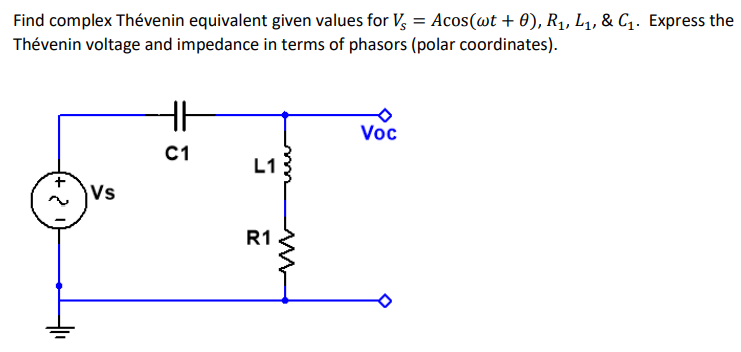 Solved Find Complex Th Venin Equivalent Given Values For Vs Chegg