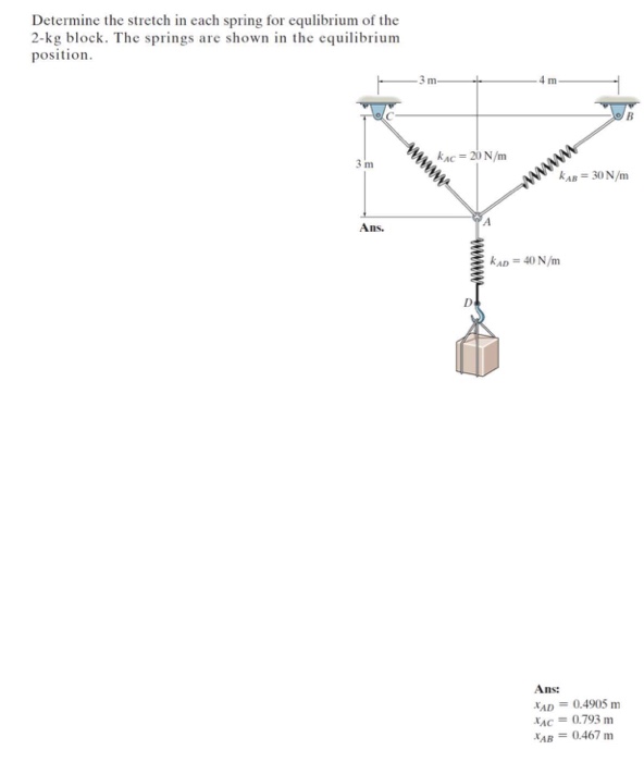 Solved Determine The Stretch In Each Spring For Equlibrium Chegg