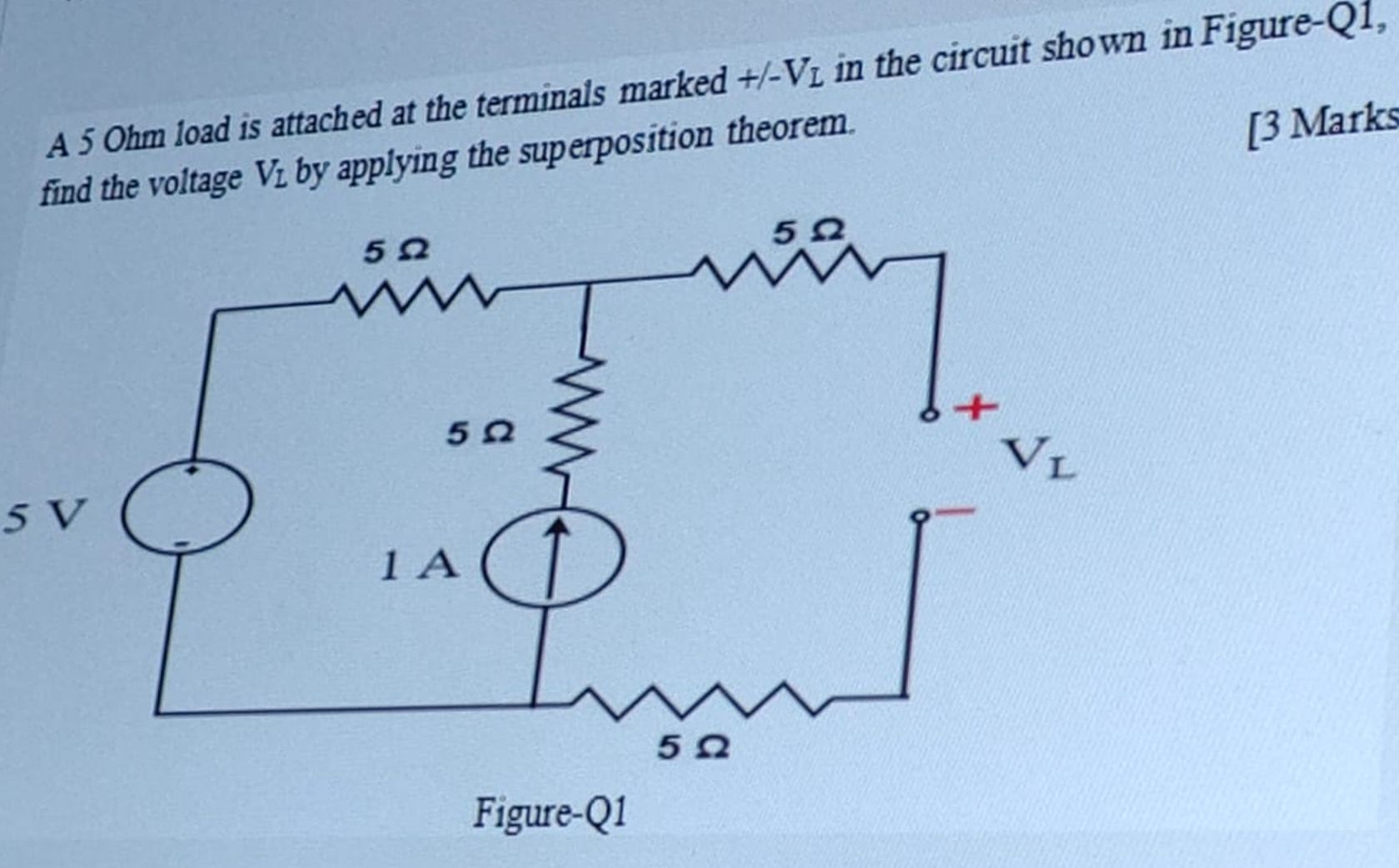Solved A 5Ohm Load Is Attached At The Terminals Marked VL Chegg