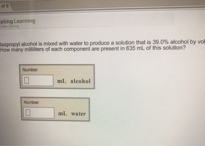 Solved Of 8 Pling Learning Millan Learning Isopropyl Alcohol Chegg