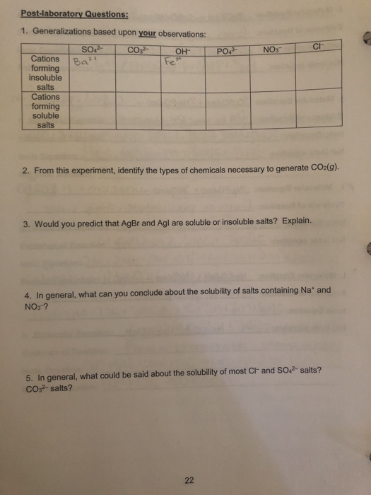 Solved Post Laboratory Questions Generalizations Based Chegg