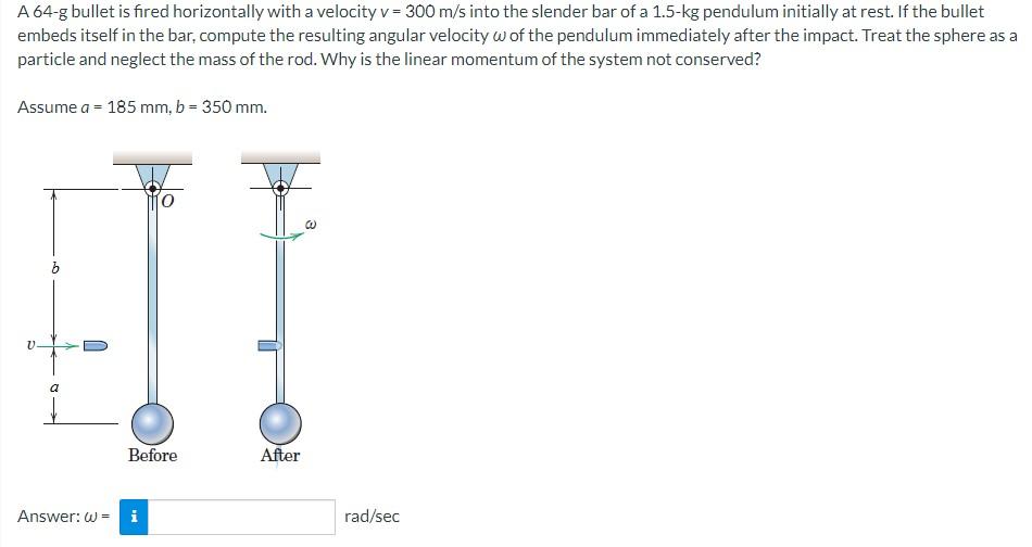 Solved A 64 G Bullet Is Fired Horizontally With A Velocity V Chegg