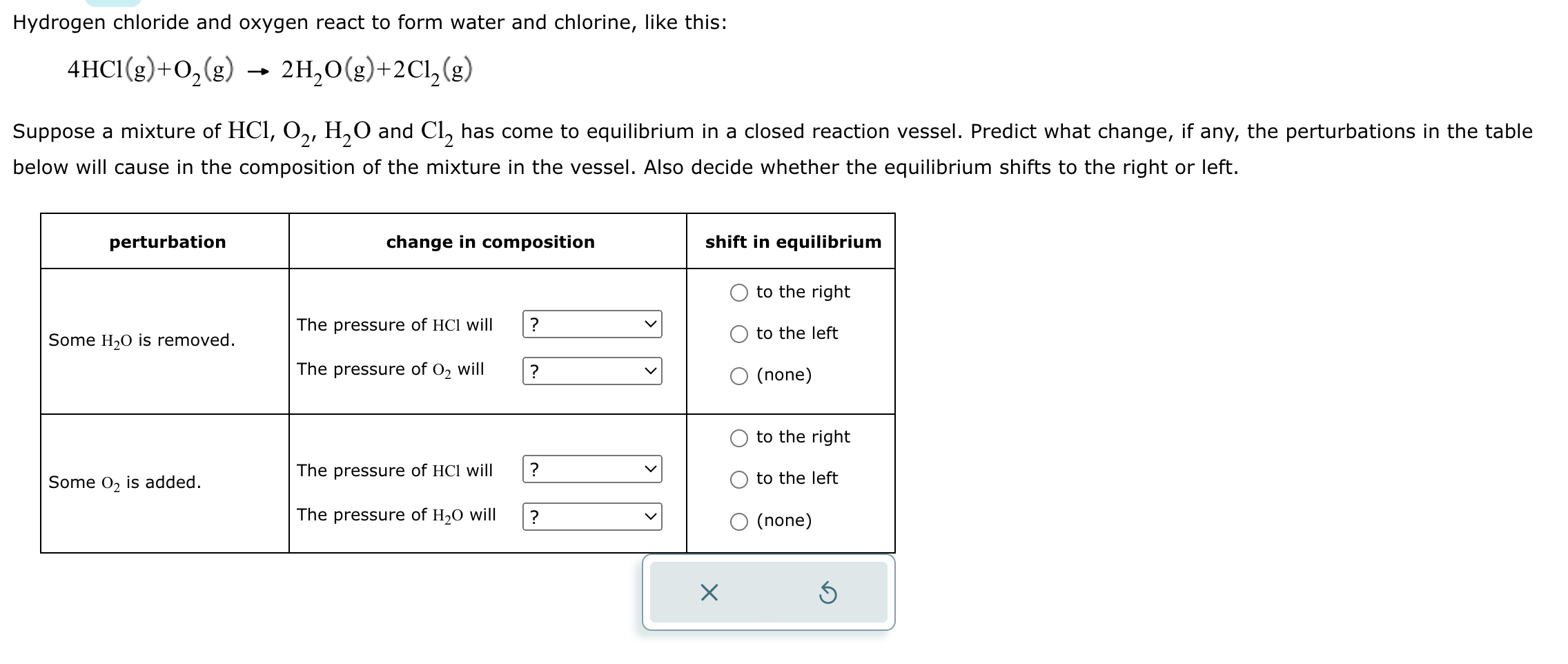 Solved Hydrogen Chloride And Oxygen React To Form Water And Chegg