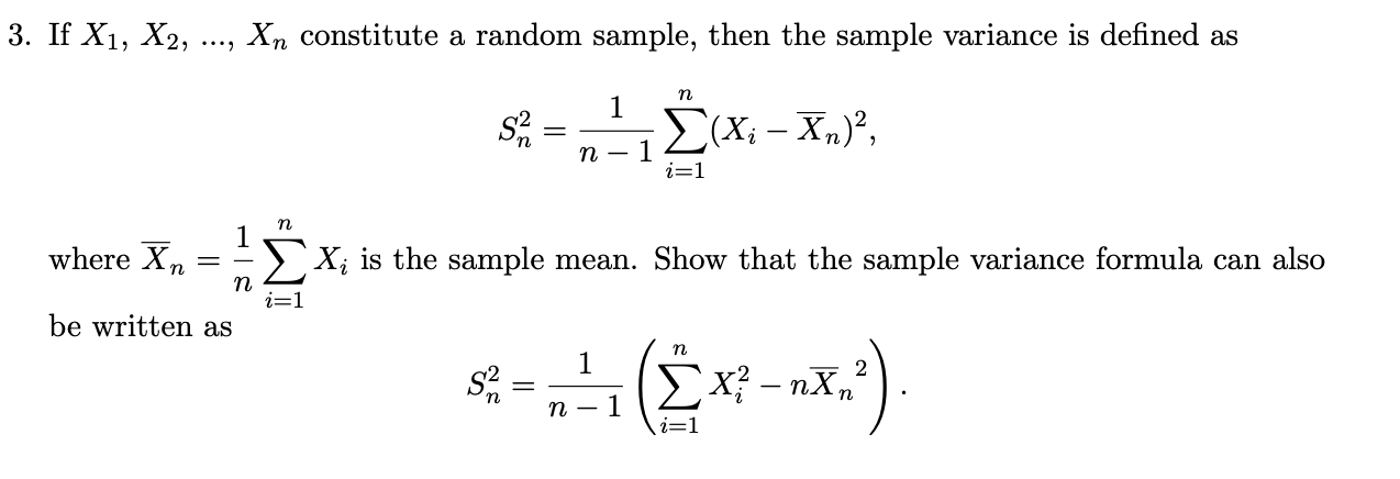 Solved 3 If X1 X2 Xn Constitute A Random Sample Then The Chegg