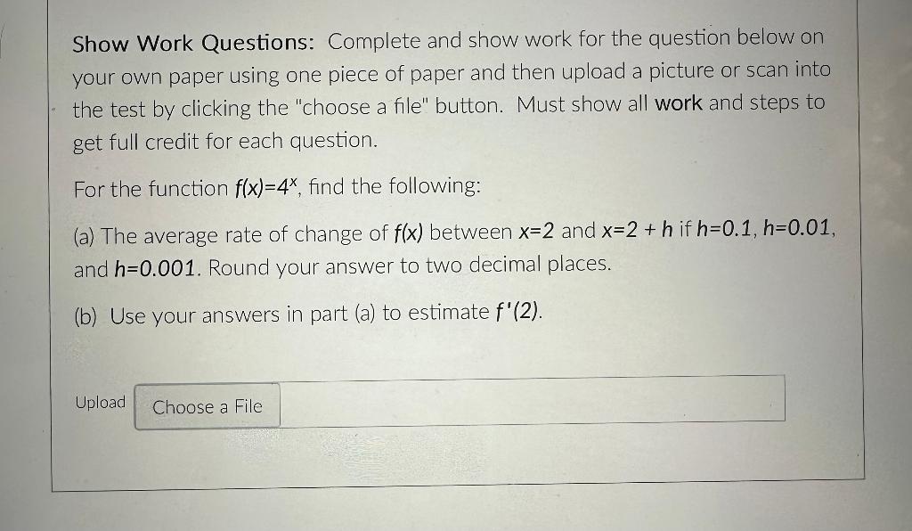 Solved Show Work Questions Complete And Show Work For The Chegg