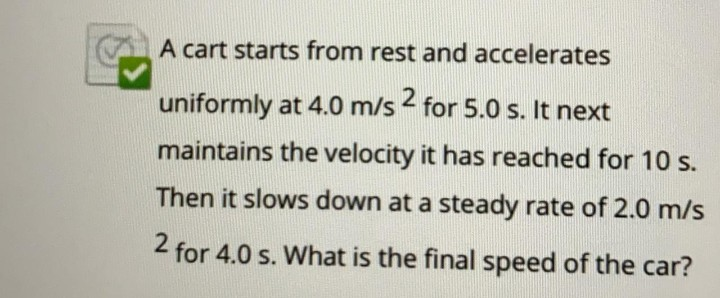 Solved A Cart Starts From Rest And Accelerates Uniformly At Chegg