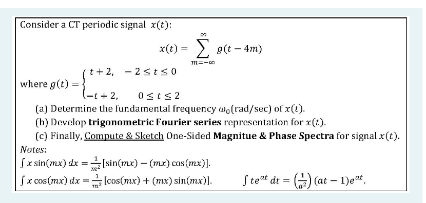 Solved M Consider A Ct Periodic Signal X T X T Chegg