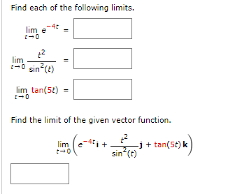 Solved Find Each Of The Following Limits Chegg