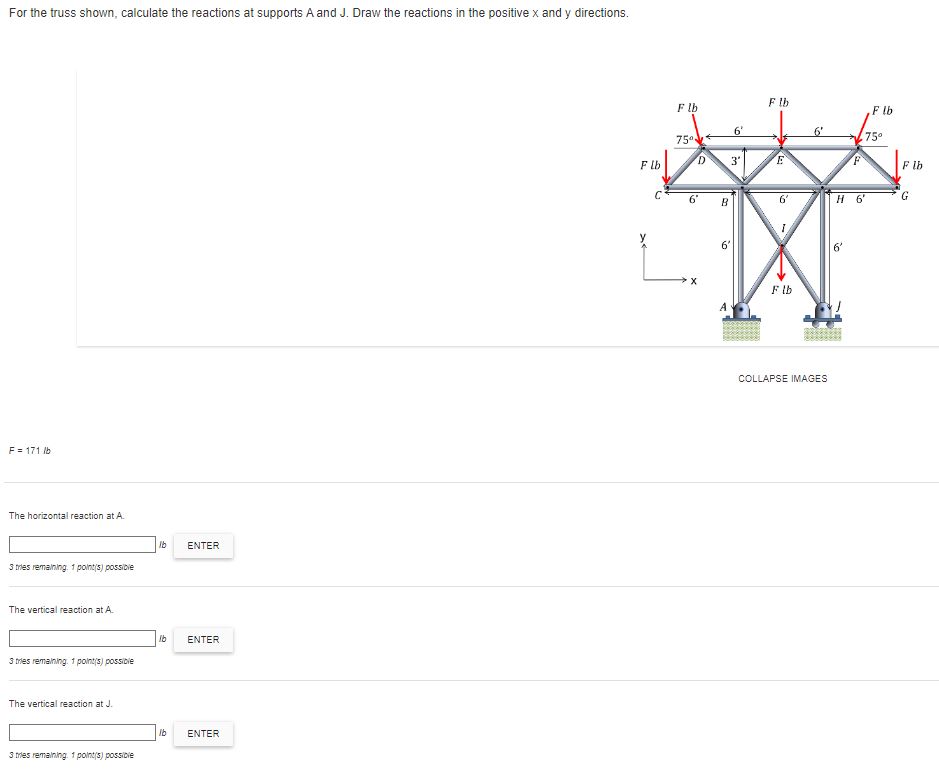 Solved For The Truss Shown Calculate The Reactions At Chegg