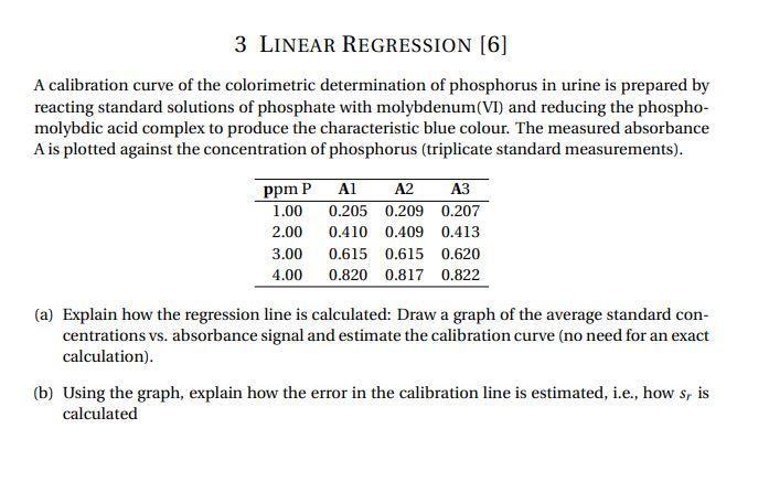 3 LINEAR REGRESSION 6 A Calibration Curve Of The Chegg