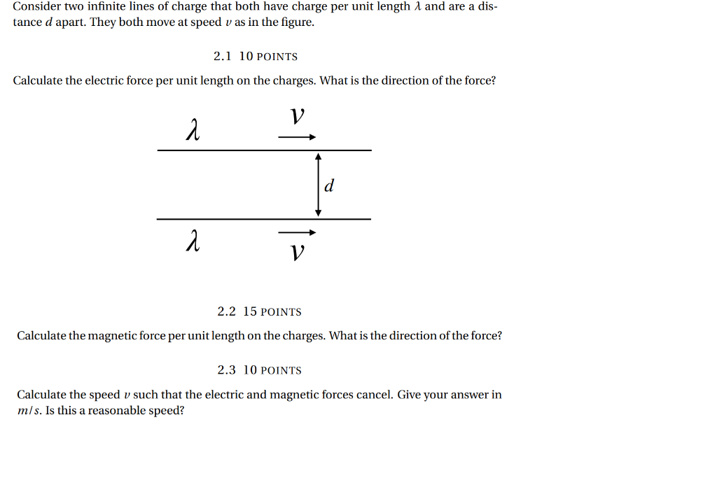 Solved Consider Two Infinite Lines Of Charge That Both Have Chegg