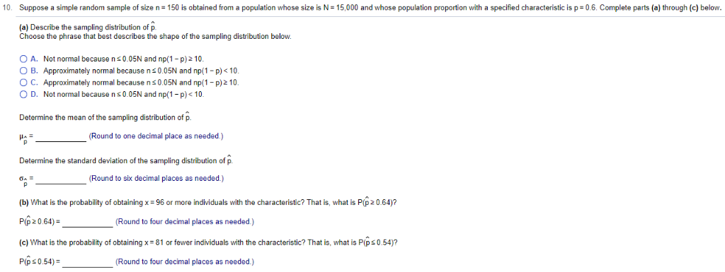 Solved Suppose A Simple Random Sample Of Size N Is Chegg