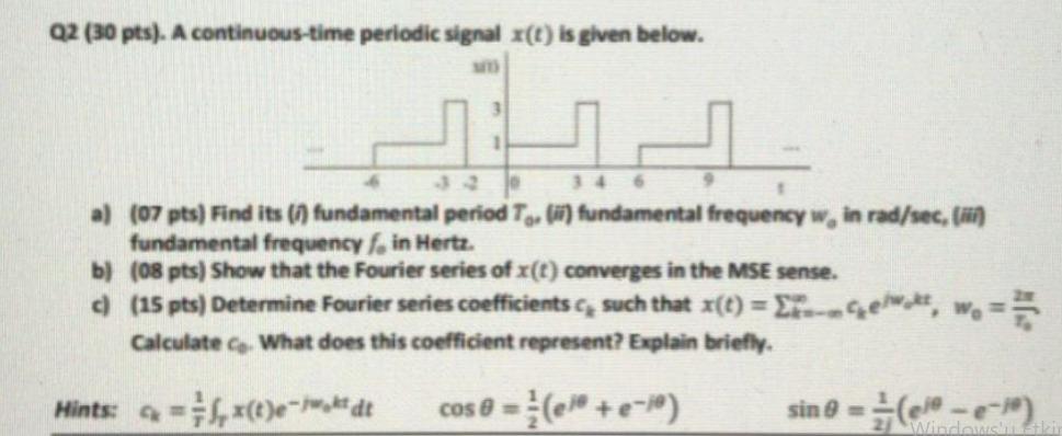 Solved Q Pts A Continuous Time Periodic Signal X T Chegg