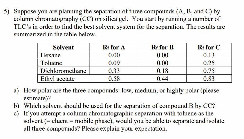 Solved Suppose You Are Planning The Separation Of Three Chegg