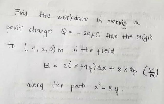 Solved Find The Work Done In Moving A Point Charge Q Chegg