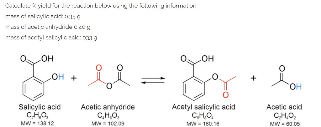 Solved Calculate Yield For The Reaction Below Using The Chegg