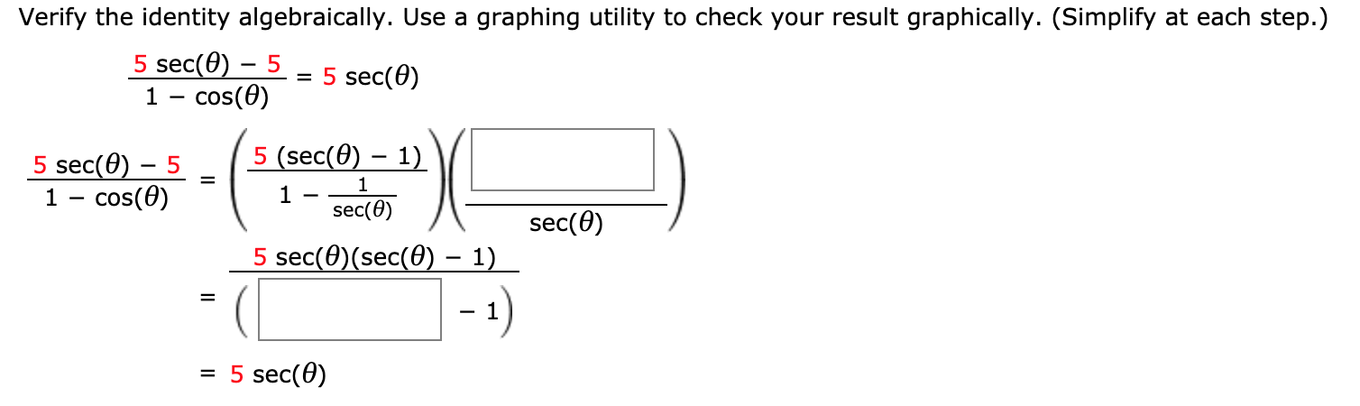 Solved Verify The Identity Algebraically Use A Graphing Chegg