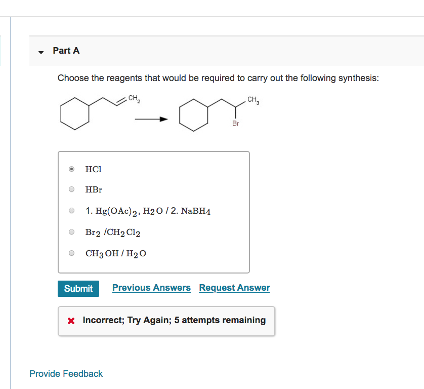 Solved Part A Choose The Reagents That Would Be Required To Chegg