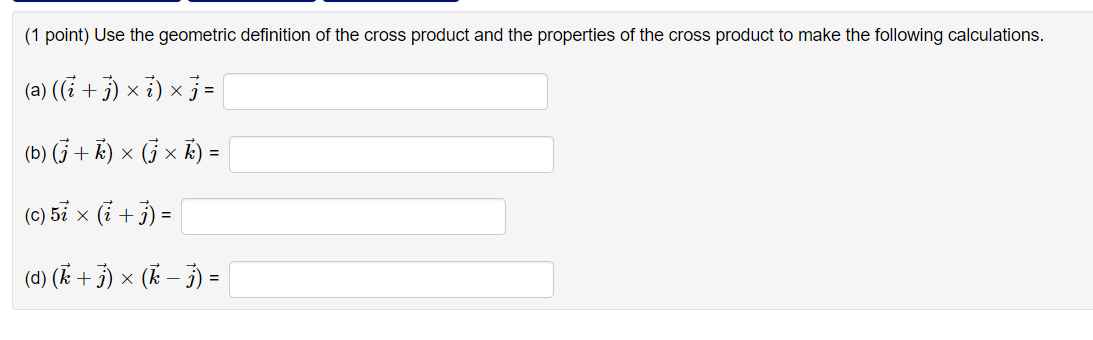 1 Point Use The Geometric Definition Of The Cross Chegg