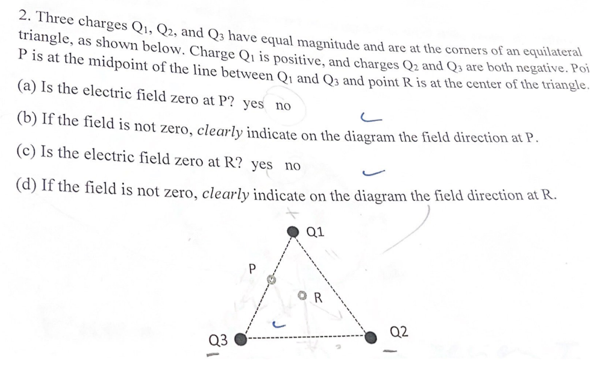 Solved 2 Three charges Q₁ Q2 and Q3 have equal magnitude Chegg