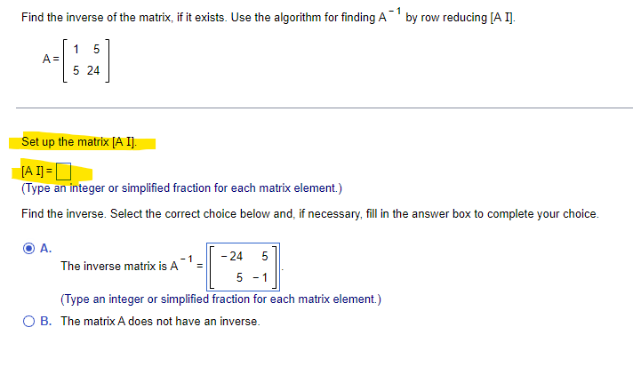 Solved Find The Inverse Of The Matrix If It Exists Us