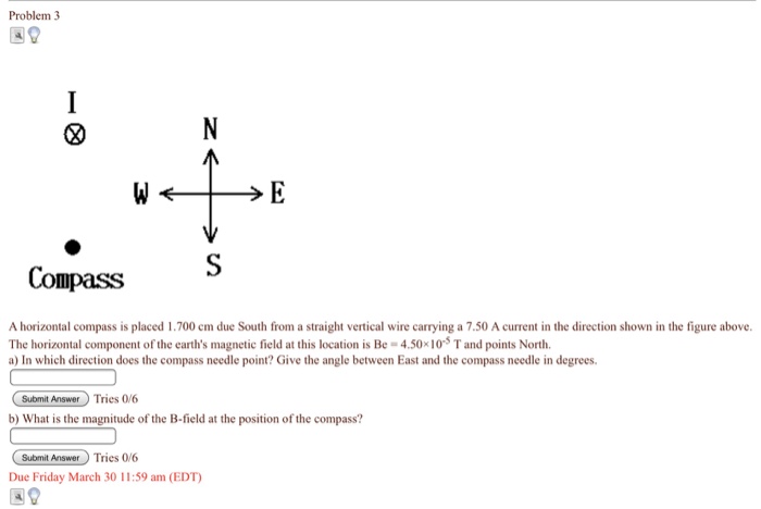 Solved Problem 3 A Compass A Horizontal Compass Is Placed Chegg