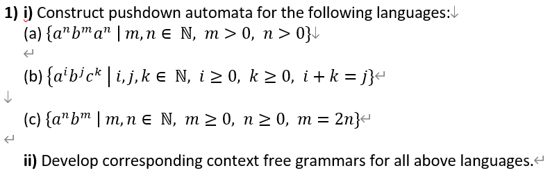 Solved I Construct Pushdown Automata For The Following Chegg