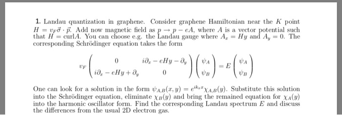 Solved Landau Quantization In Graphene Consider Graphene Chegg