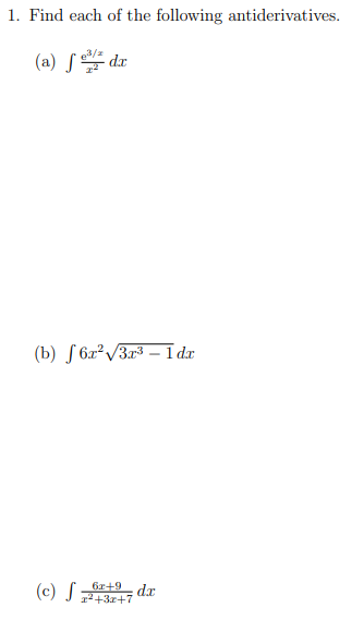 Solved 1 Find Each Of The Following Antiderivatives A Chegg