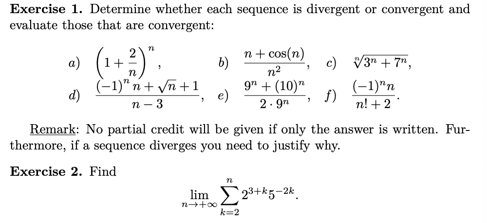 Solved Exercise 1 Determine Whether Each Sequence Is Chegg