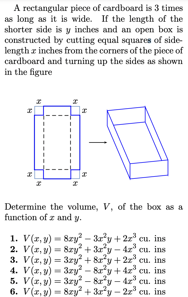 Solved A Rectangular Piece Of Cardboard Is Times As Long Chegg