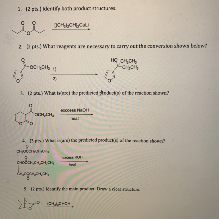 Solved 1 2 Pts Identify Both Product Structures 2 2 Chegg