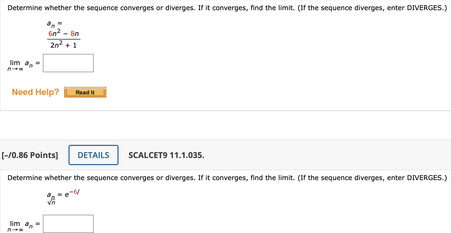 Solved Determine Whether The Sequence Converges Or Diverges Chegg