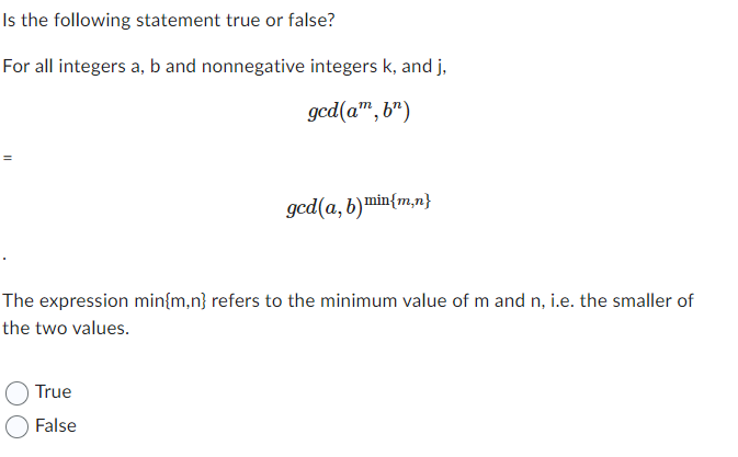 Solved Is The Following Statement True Or False For All Chegg