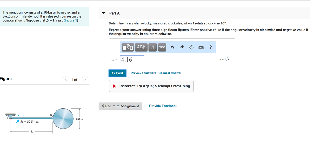 Solved The Pendulum Consists Of A 16 Kg Uniform Disk And A Chegg