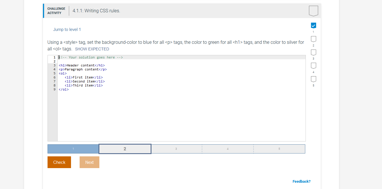 Solved CHALLENGE ACTIVITY 4 1 1 Writing CSS Rules Jump To Chegg