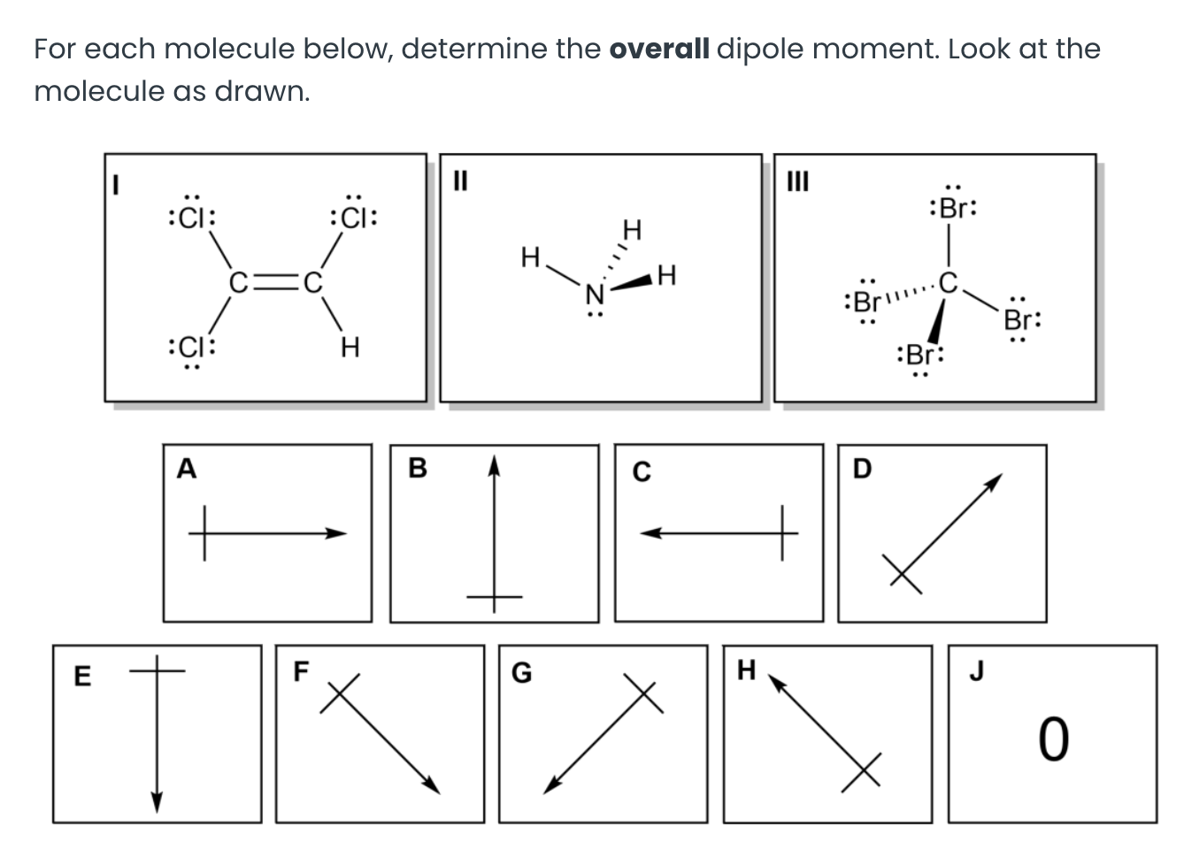 Solved For Each Molecule Below Determine The Overall Dipole Chegg