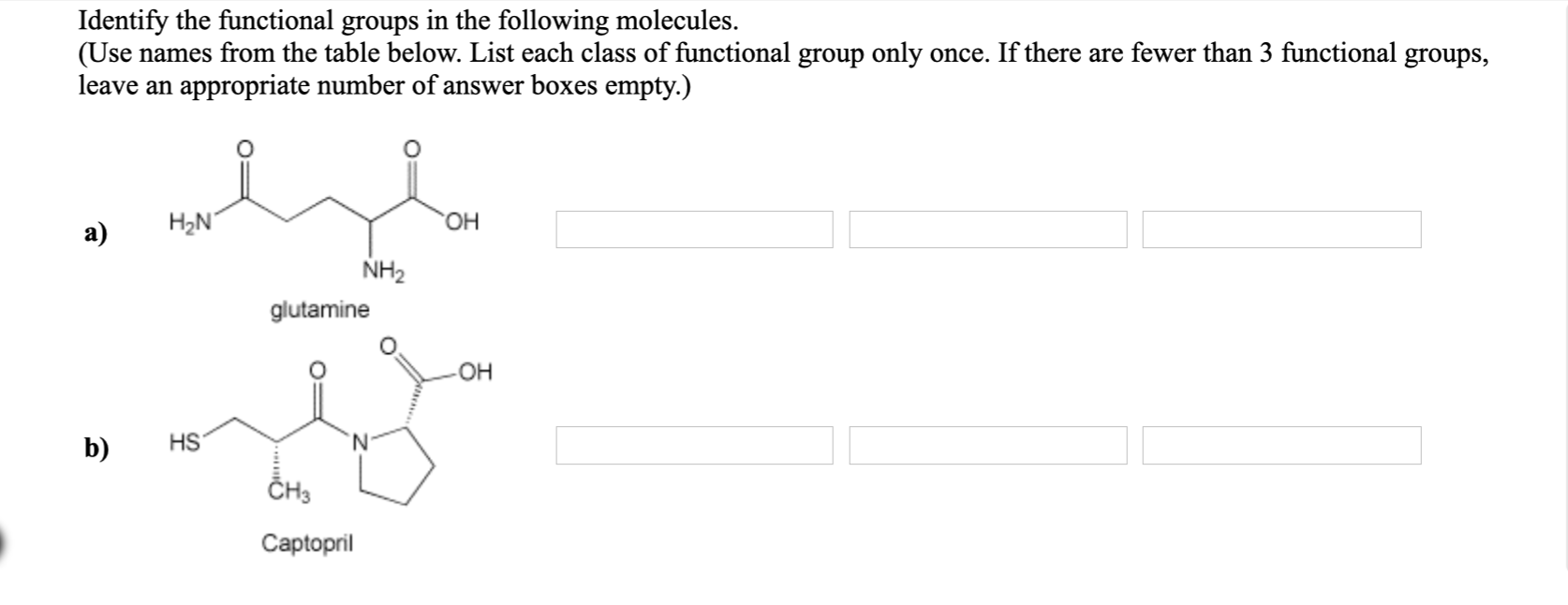 Solved Identify The Functional Groups In The Following Chegg