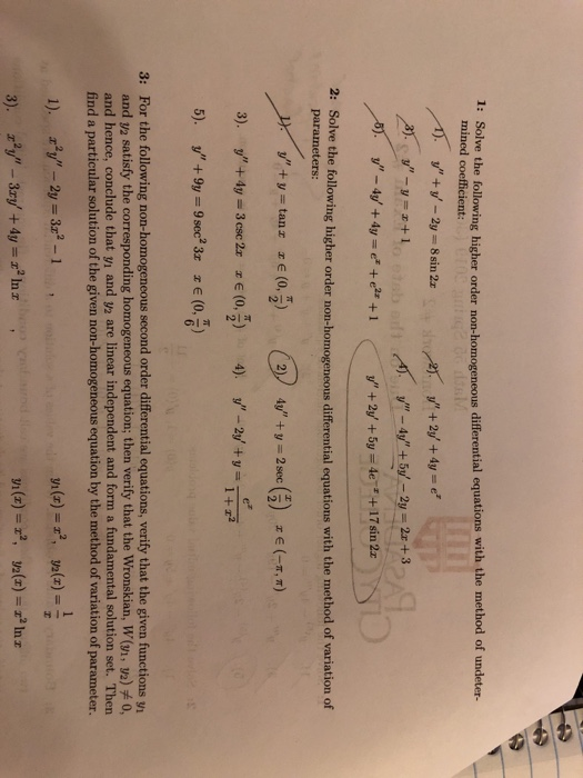 Solved 1 Solve The Following Higher Order Non Homogeneous Chegg