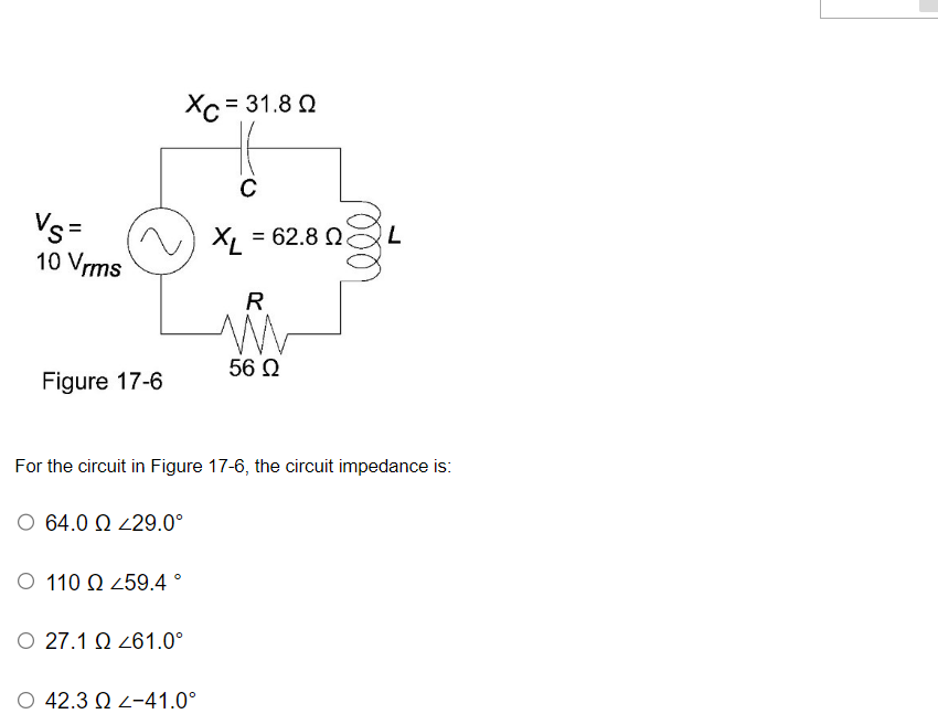 Solved For The Circuit In Figure The Circuit Impedance Chegg