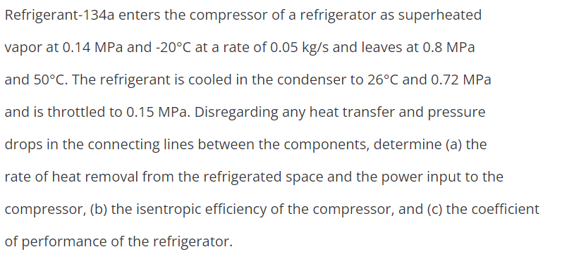 Solved Refrigerant A Enters The Compressor Of A Chegg