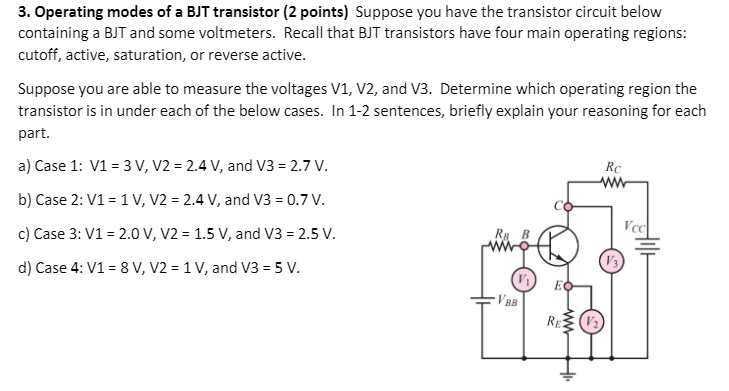 Solved 3 Operating Modes Of A BJT Transistor 2 Points Chegg