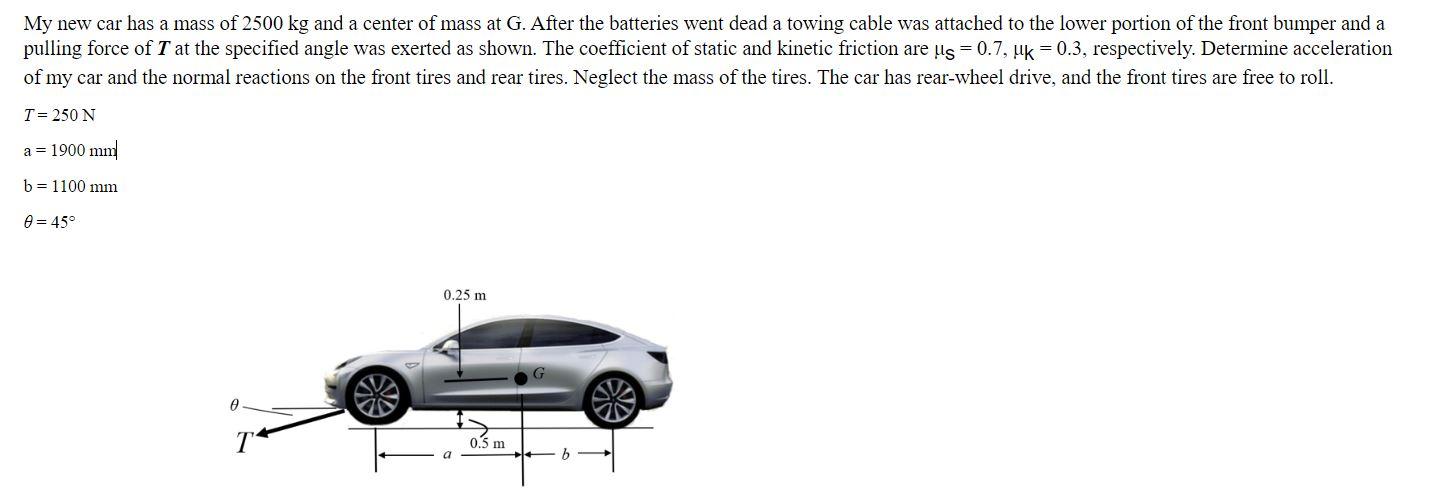 Solved My New Car Has A Mass Of Kg And A Center Of Mass Chegg