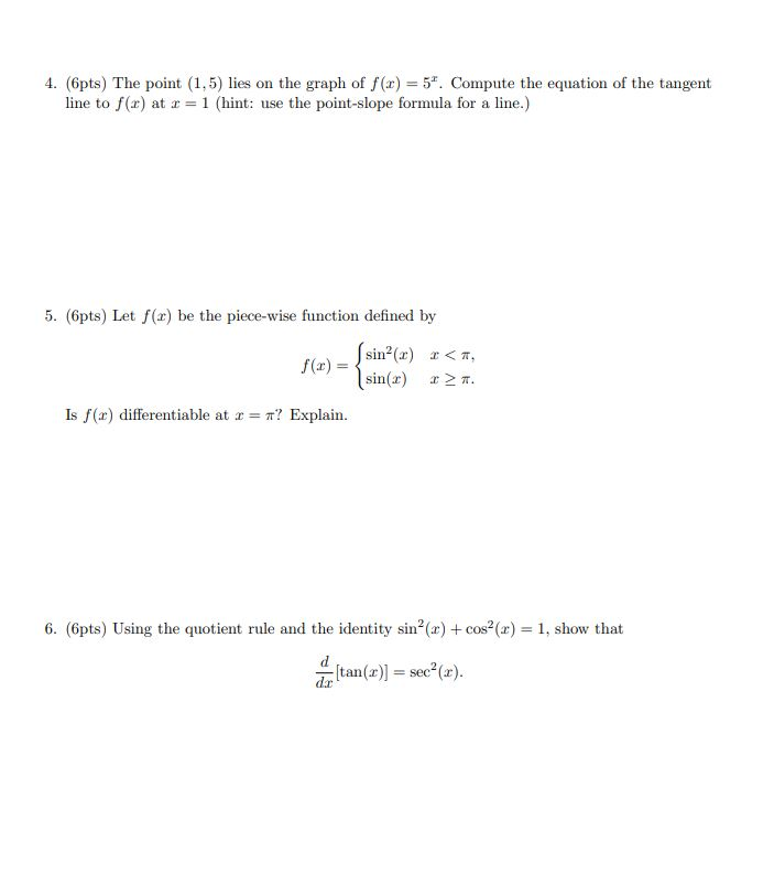 Solved Example Of A Function Whose Derivative Must Chegg