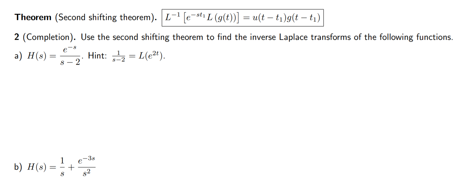 Solved Theorem Second Shifting Theorem L E Sti L Chegg